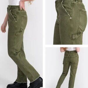 Seven7 7.7 Olive Green Carpenter Mid-Rise Jeans size 29